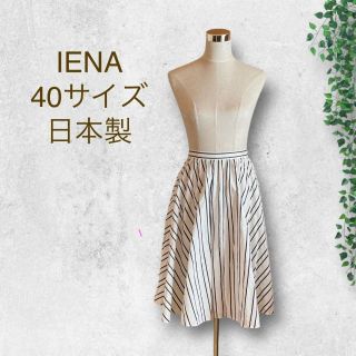 イエナ(IENA)のIENA　ストライプフレアスカート　日本製　Lサイズ(ひざ丈スカート)