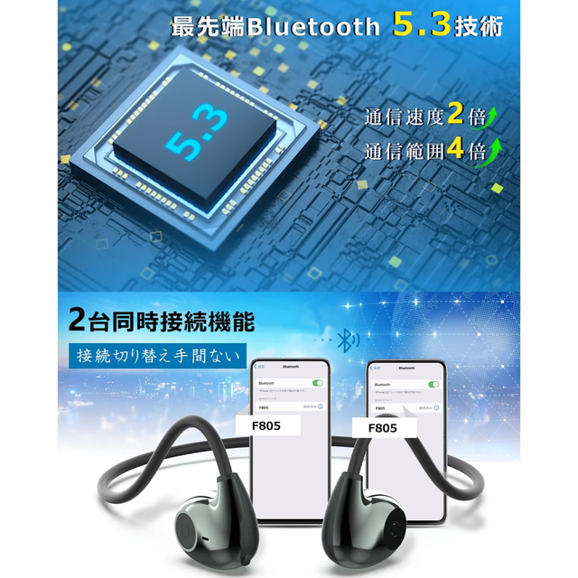 Bluetoothイヤホン VSTNワイヤレスイヤホン 耳を塞がない  スマホ/家電/カメラのオーディオ機器(ヘッドフォン/イヤフォン)の商品写真