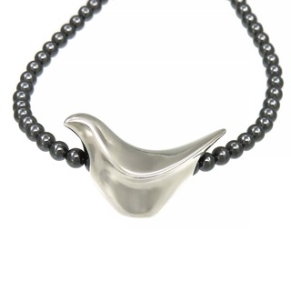 【Georg Jensen】ジョージジェンセン バード ハンスハンセン シルバー925×ヘマタイト グレー レディース ネックレス