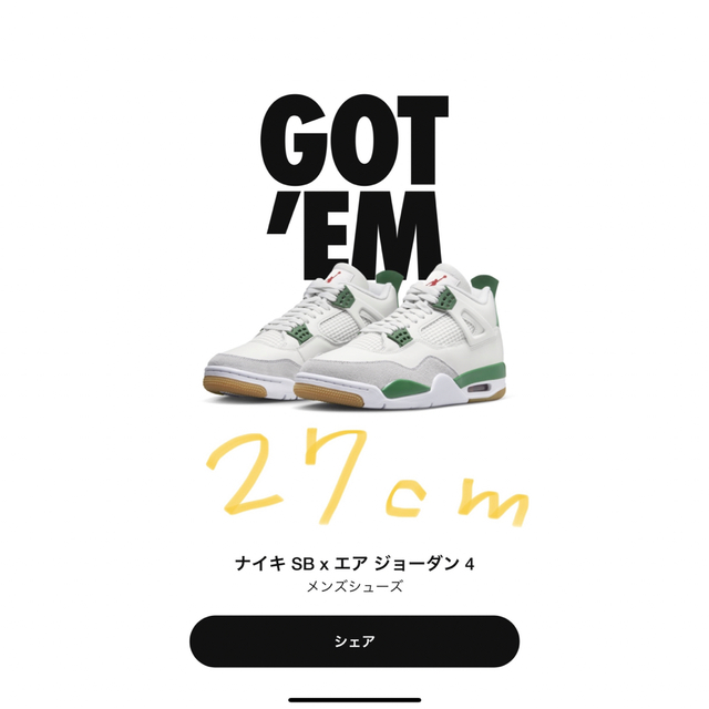 ジョーダン4 NIKE エア ジョーダン4 レトロ　WHAT THE 27 美品