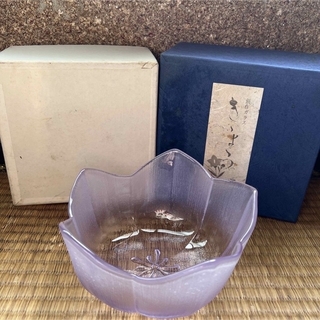 タチキチ(たち吉)のたち吉　菓子鉢　ガラス　桔梗　創作ガラス　小鉢付き(食器)