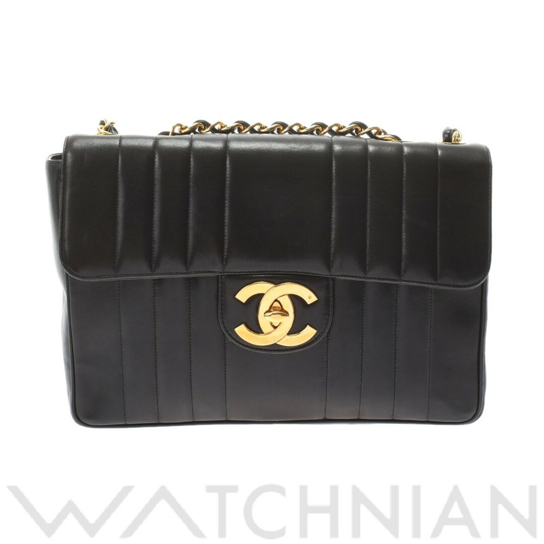 シャネル CHANEL 2番台 レディース ショルダーバッグ マドモアゼル ブラック /ゴールド金具 ラムスキンオープンポケットx1内側