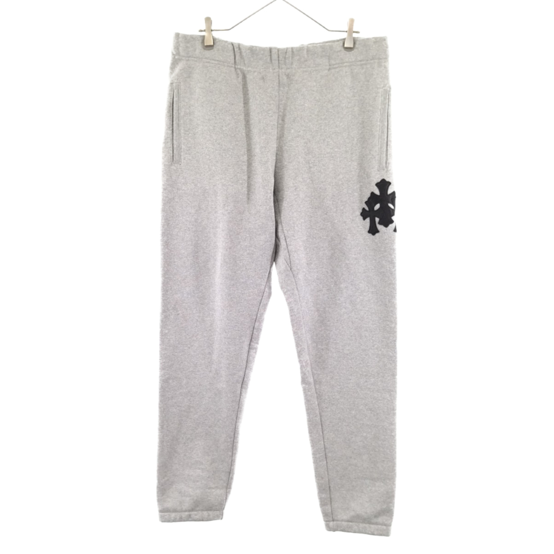 CHROME HEARTS クロムハーツ GRP Y NOT Sweat Pants ワイノットクロスレザーパッチ付きスウェットパンツ グレー