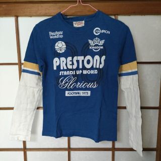 キッズ　レイヤードＴシャツ　150 ブルー　ホワイト(Tシャツ/カットソー)