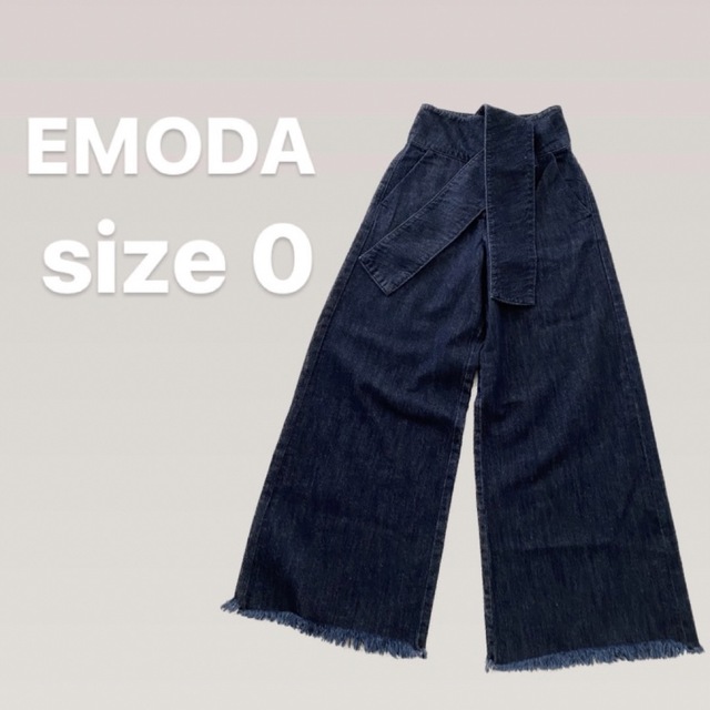 EMODA エモダ タイベルトフリンジワイドパンツ サイズ0 Sサイズ 66cm