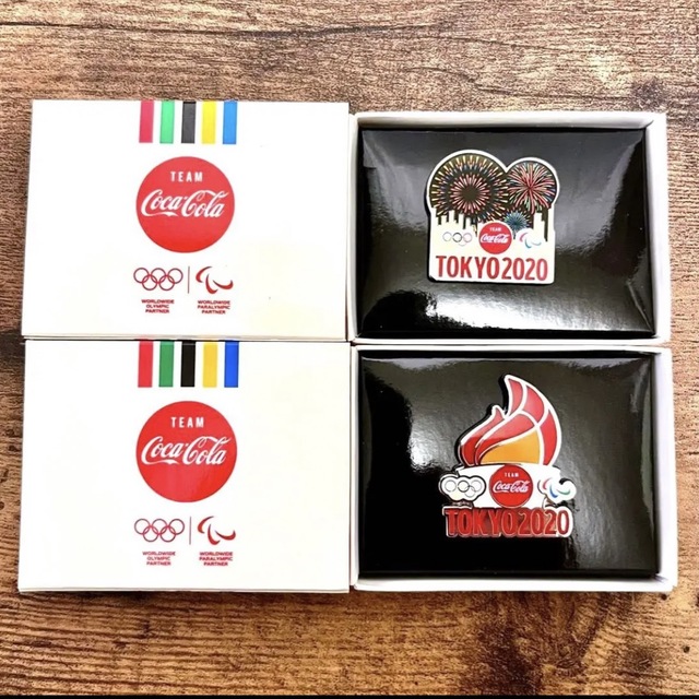 東京オリンピック 2020　コカコーラ　記念ピンバッジ　聖火　花火 | フリマアプリ ラクマ