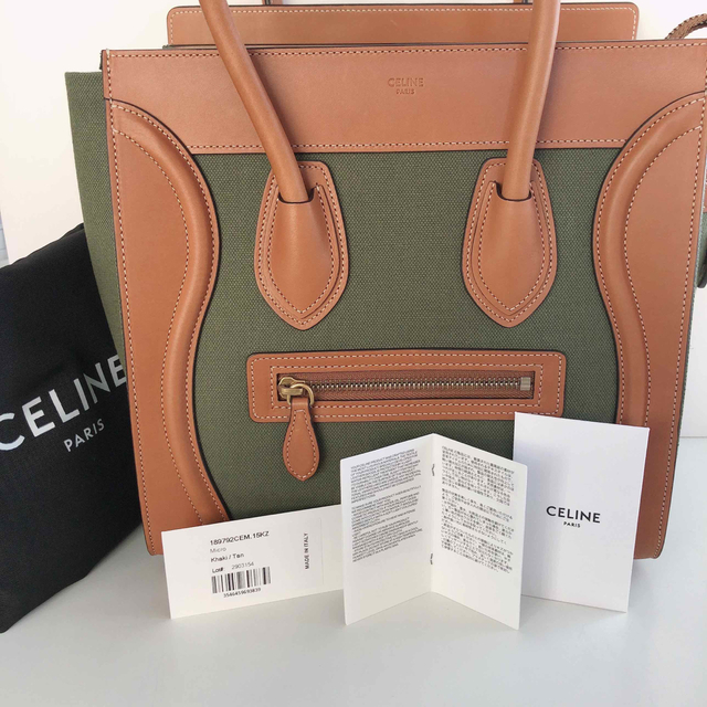 celine(セリーヌ)のCELINE ラゲージ マイクロ テキスタイル キャンバス/カーフ カーキ/タン レディースのバッグ(ハンドバッグ)の商品写真