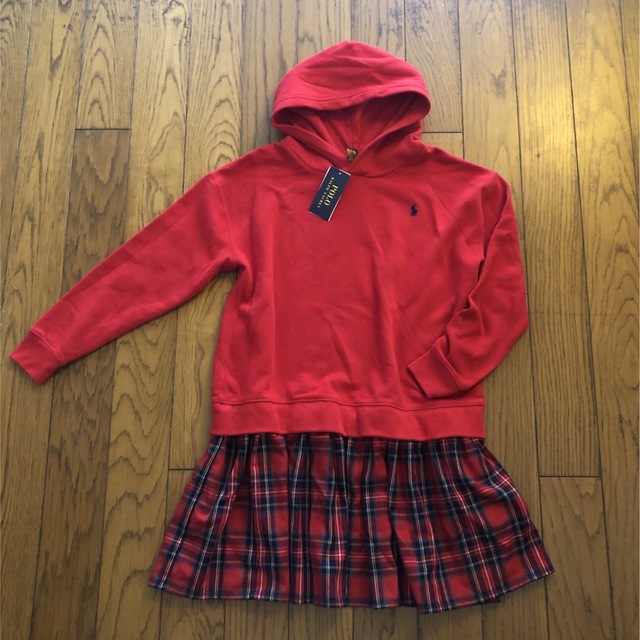 POLO RALPH LAUREN(ポロラルフローレン)のRalph Lauren新品ガールズ用スウェットパーカーワンピース 150 キッズ/ベビー/マタニティのキッズ服女の子用(90cm~)(ワンピース)の商品写真