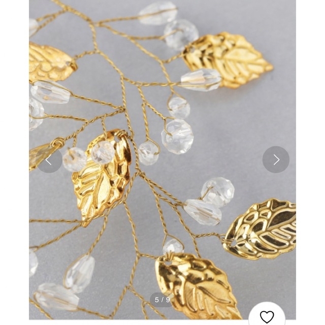 Ane Mone(アネモネ)のアネモネ　クリアビーズとゴールドリーフのバインヘッドドレス ハンドメイドのウェディング(ヘッドドレス/ドレス)の商品写真