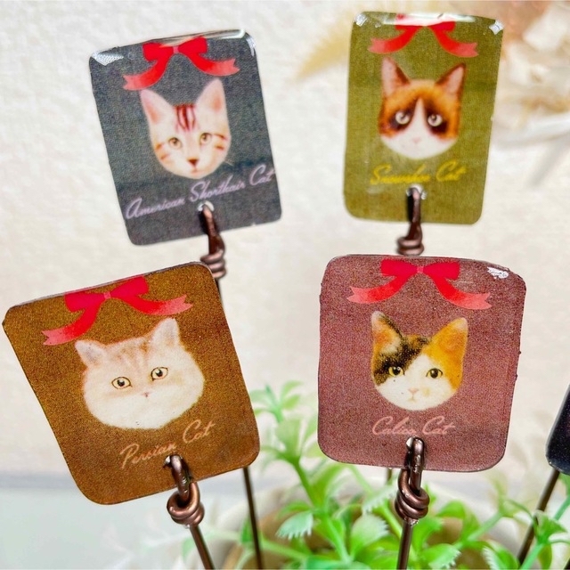 ☆新品未開封 ガーデンピック ハンドメイド 猫ちゃんのお顔ピック 猫