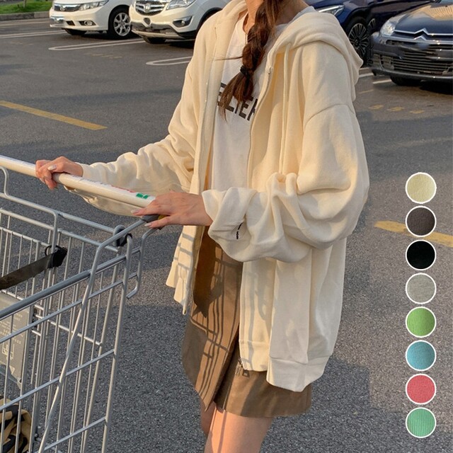 ♬ジップアップパーカー ミントグリーン■レディーススウェット 韓国ファッション 8