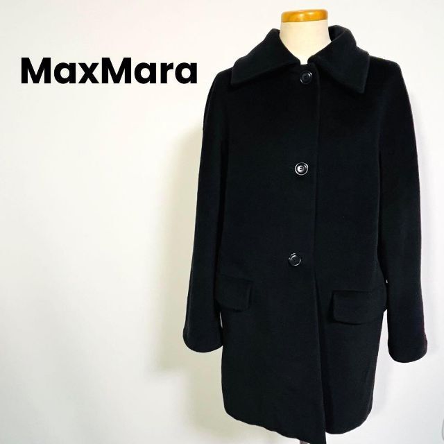 Max Mara - MaxMara マックスマーラ ロングコート カシミヤ混 黒 38の