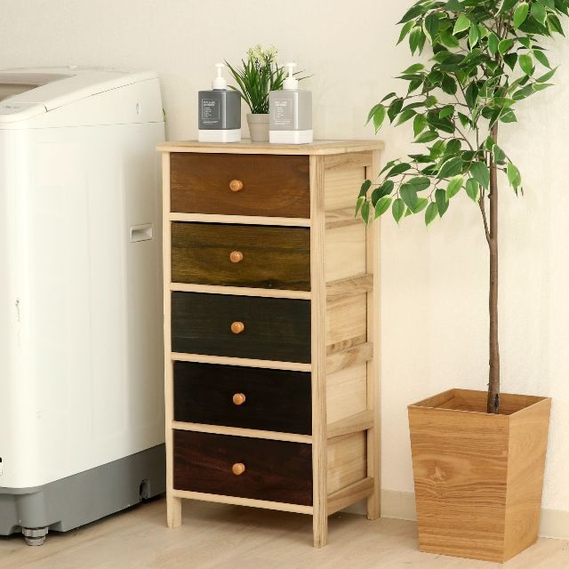 超爆安 送料無料【新品】桐製 マルチチェスト 5段 洋服タンス/押入れ