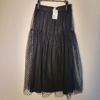 エイチアンドエム(H&M)のH&M チュール スカート ブラック ドット(ロングスカート)