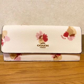 コーチ(COACH)のCOACH❤️ フローラルプリントコーテッド キャンバス 長財布 ホワイト(財布)