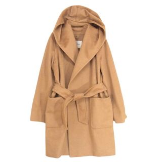 マックスマーラ(Max Mara)のMAX MARA マックスマーラ 73136 白タグ イタリア製 3RIALTO ピュアキャメル フーデット ラップコート ブラウン系 42【中古】(その他)