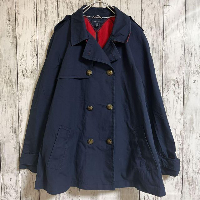 美品 TOMMY HILFIGER トミーヒルフィガー Pコート ネイビー-