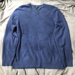 ユニクロ(UNIQLO)のユニクロ　カシミヤセーター　XL ブルー(ニット/セーター)
