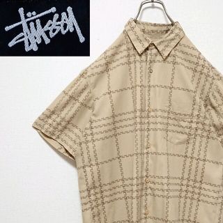 ステューシー(STUSSY)の【激レア 希少】ステューシー 総柄 ロゴ ポケット付 半袖 シャツ(シャツ)