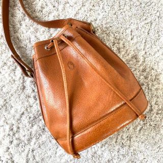 良品 ポロラルフローレン レザー 型押し 巾着 ショルダーバッグ