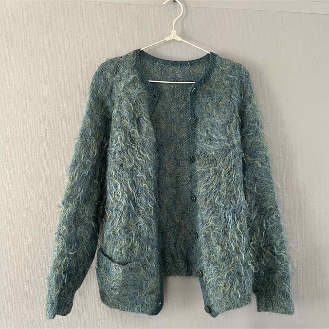 mohair green cardigan  　カーディガン