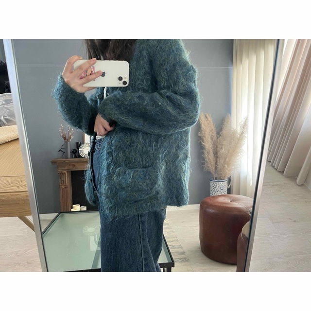 mohair green cardigan  　カーディガン 2