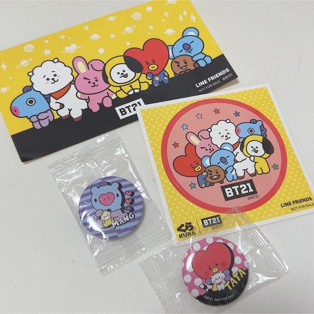 BT21(ビーティーイシビル)の美品　BT21 缶バッチ　ステッカー エンタメ/ホビーのタレントグッズ(アイドルグッズ)の商品写真