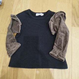 ベベ(BeBe)のトップス　長袖　裏起毛　　冬服　100cm べべ　黒　女の子　厚手(Tシャツ/カットソー)