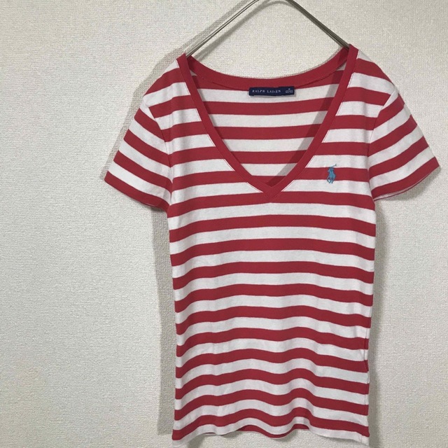 Ralph Lauren(ラルフローレン)のラルフローレン　RALPH LAUREN Tシャツ ボーダー　赤×白　Mサイズ レディースのトップス(Tシャツ(半袖/袖なし))の商品写真