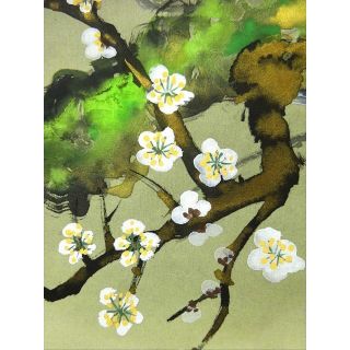 模写】掛軸 香月『梅に鴬』絹本 肉筆 共箱付 掛け軸 w061711の通販 by