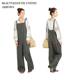 ビューティアンドユースユナイテッドアローズ(BEAUTY&YOUTH UNITED ARROWS)のB&Yユースユナイテッドアローズ 大人可愛い リネン サロペット M 麻100%(サロペット/オーバーオール)