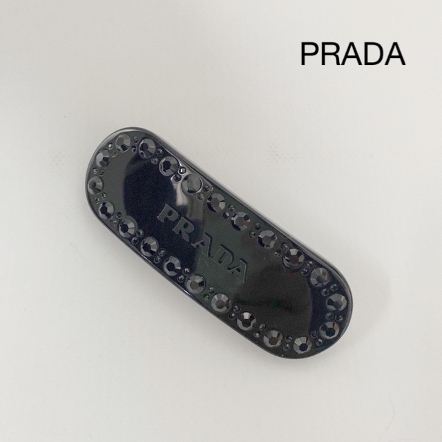 PRADA プラダ　バレッタ　ヘアクリップ　ヘアピン　ブラック　クリスタル 3