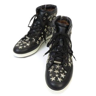 ジミーチュウ(JIMMY CHOO)のジミーチュウ スタースタッズ レザー ハイカットスニーカー レディース ブラック JIMMY CHOO 【中古】 【アパレル・小物】(スニーカー)