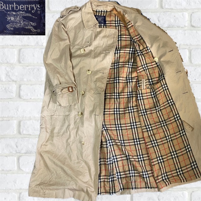 BURBERRY(バーバリー)の【イングランド製】バーバリー トレンチコート ノバチェック ヴィンテージ 古着 メンズのジャケット/アウター(トレンチコート)の商品写真