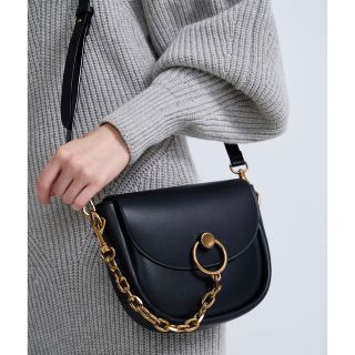 チャールズアンドキース(Charles and Keith)のチャールズ＆キース チャンキーチェーンリンク サドルバッグ ブラック BK(ショルダーバッグ)