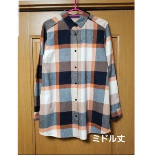 ブルーレーベルクレストブリッジ(BLUE LABEL CRESTBRIDGE)の【新品】ブルーレーベルクレストブリッジ　ミドル丈　ネルシャツ　オレンジ　38　M(シャツ/ブラウス(長袖/七分))