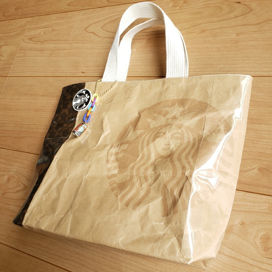 Starbucks Coffee(スターバックスコーヒー)の専用🌠ハンドメイド 紙袋リメイクバッグ スターバックス舟型トートバッグ スタバ ハンドメイドのファッション小物(バッグ)の商品写真