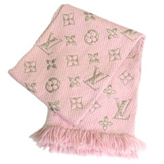 ルイヴィトン(LOUIS VUITTON)のルイヴィトン エシャルプ ロゴマニア シャイン モノグラム M70466 ユニセックス ピンク LOUIS VUITTON 【中古】 【アパレル・小物】(マフラー/ストール)