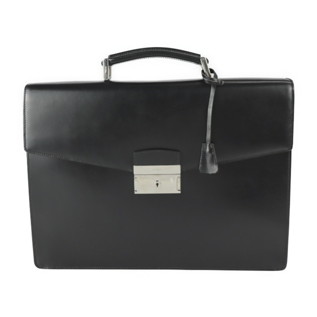 PRADA - PRADA プラダ ビジネスバッグ レザー ブラック シルバー金具