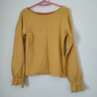 メルロー(merlot)の美品☆メルロー レディース  薄手 カットソー 長袖 オレンジイエロー系(カットソー(長袖/七分))