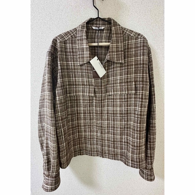 値下げ AURALEE LINEN SILK CHECK ZIP BLOUSON