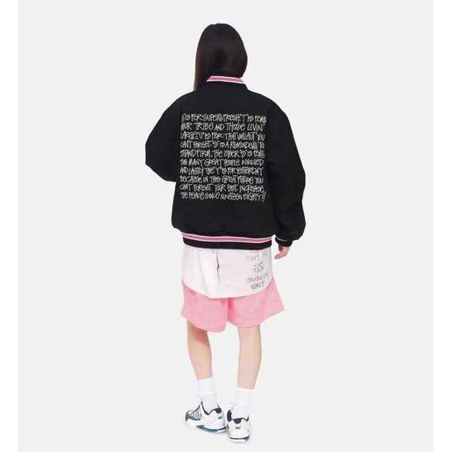 STUSSY S TALK MELTON VARSITY JACKET