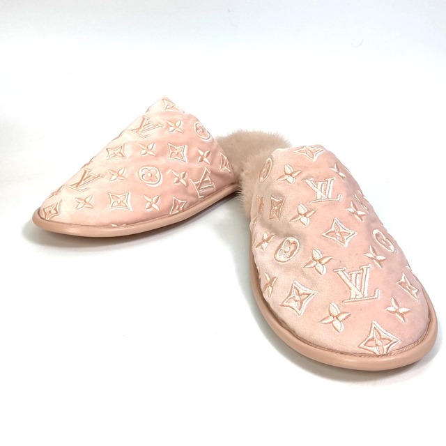 ルイヴィトン LOUIS VUITTON LV スイート・ライン 1A5SZ0 ルームシューズ スリッパ ベルベット ピンク 未使用