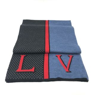 ルイヴィトン(LOUIS VUITTON)のルイヴィトン LOUIS VUITTON エシャルプ LV ダミエルージュ M70249 マフラー ウール ブラック/ブルー(マフラー)