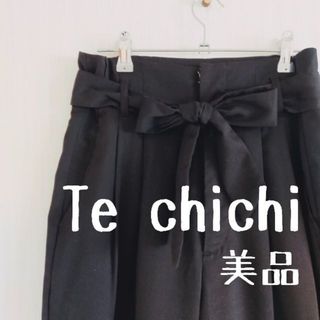 テチチ(Techichi)の美品 Te chichi テチチ ウエストリボン タックパンツ 黒(その他)