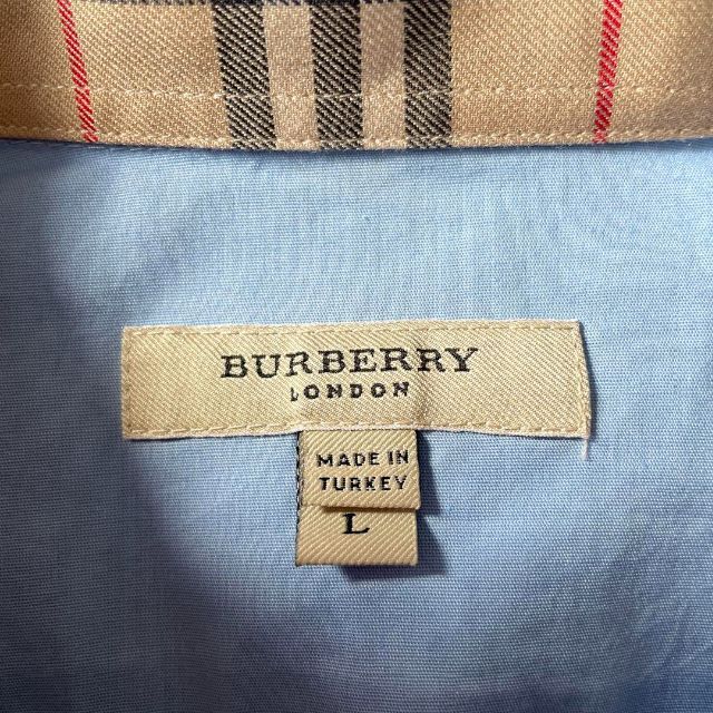 BURBERRY(バーバリー)のバーバリーロンドン 長袖シャツ 刺繍ホースロゴ ノバチェック ブルー L メンズのトップス(シャツ)の商品写真