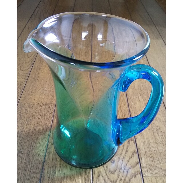 人気商品!! 津軽びいどろ 北洋硝子 グリーン/ブルー 水差し 花瓶