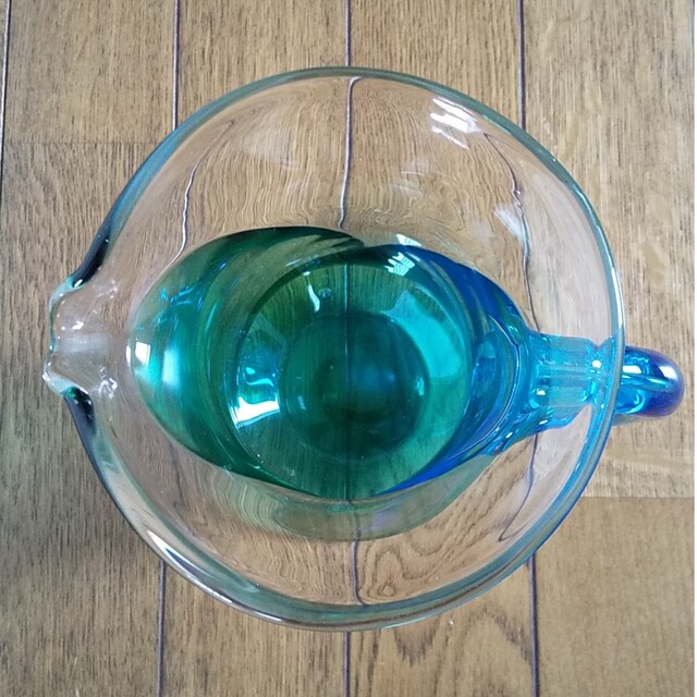人気商品!! 津軽びいどろ 北洋硝子 グリーン/ブルー 水差し 花瓶