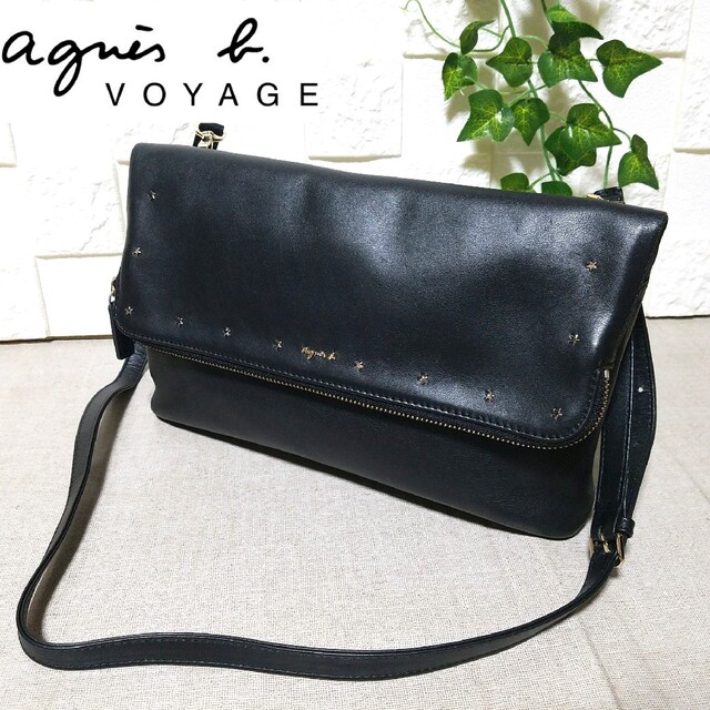 新品 agnes b. スタッズショルダーバッグ black