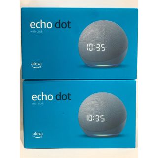 エコー(ECHO)の【時計付き】Echo Dot エコードットwith Alexaブルー×2(スピーカー)